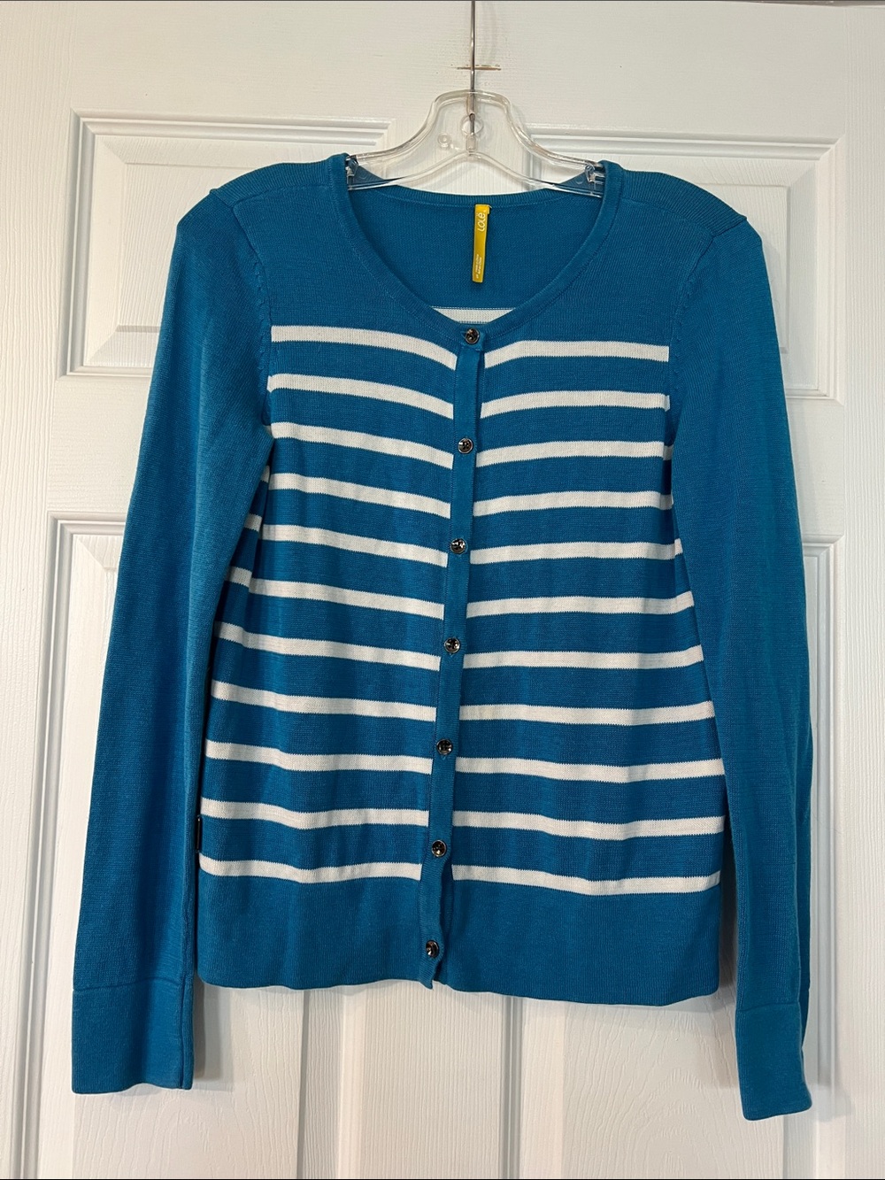 Lole Blue and White Striped Cardigan